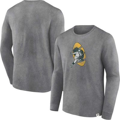 Fanatics Branded  Heather Charcoal Green Bay Packers Washed Primary Long Sleeve T-shirt