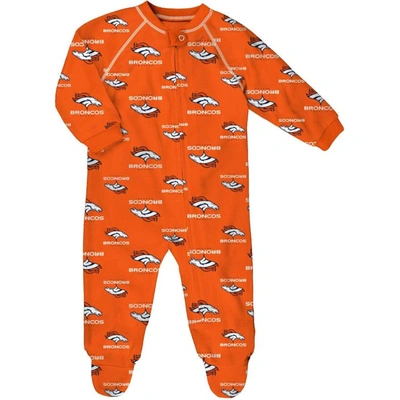 Outerstuff Babies' Newborn Orange Denver Broncos Allover Print Raglan Full-zip Jumper