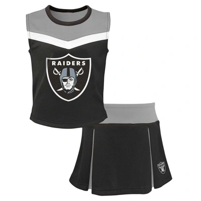 Outerstuff Kids' Girls Youth Black Las Vegas Raiders Spirit Two-piece Cheerleader Set