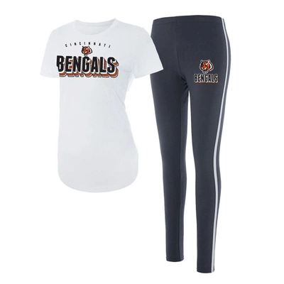 Concepts Sport White/charcoal Cincinnati Bengals Sonata T-shirt & Leggings Set