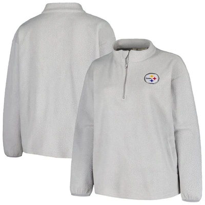 Profile Gray Pittsburgh Steelers Plus Size Sherpa Quarter-zip Jacket