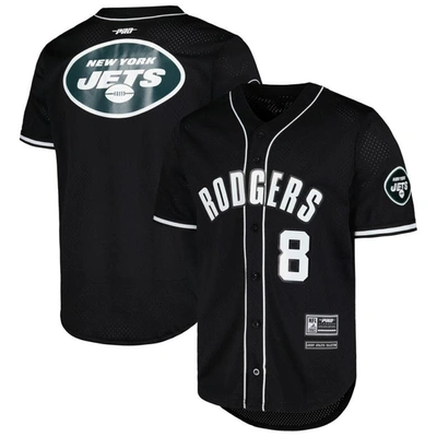 Pro Standard Aaron Rodgers Black New York Jets Mesh Baseball Button-up T-shirt