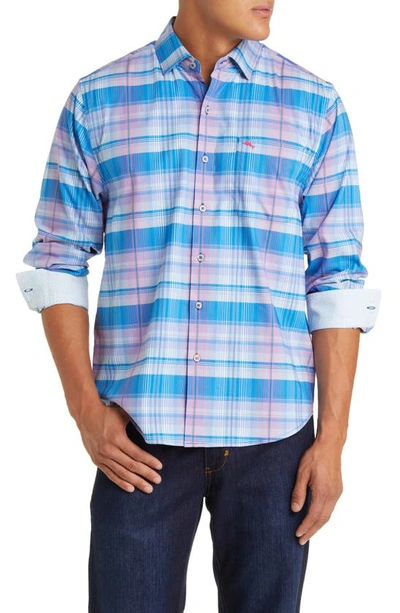 Tommy Bahama Sarasota Stretch Islandzone® Prismatic Plaid Button-up Shirt In Blue Aster