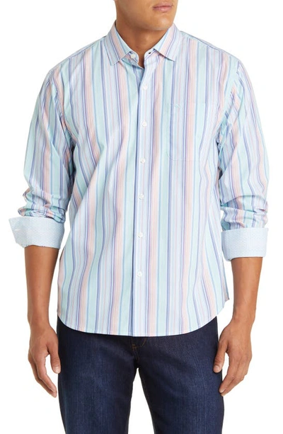 Tommy Bahama Sarasota Stretch Islandzone® Radiant Stripe Button-up Shirt In Dew Drop