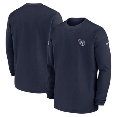 Nike Navy Tennessee Titans 2023 Sideline Throwback Heavy Brushed Waffle Long Sleeve Top