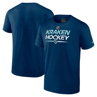 Fanatics Branded Deep Sea Blue Seattle Kraken Authentic Pro Primary Replen T-shirt In Navy