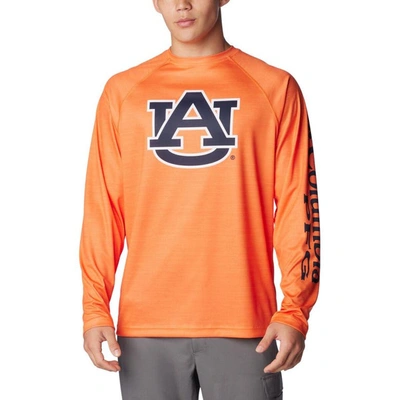 Columbia Orange Auburn Tigers Pfg Terminal Tackle Omni-shade Raglan Long Sleeve T-shirt