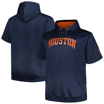Profile Navy Houston Astros Big & Tall Contrast Short Sleeve Pullover Hoodie