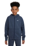 Nike Kids' Full Zip Hoodie In Midnight Navy/ Blue/ White