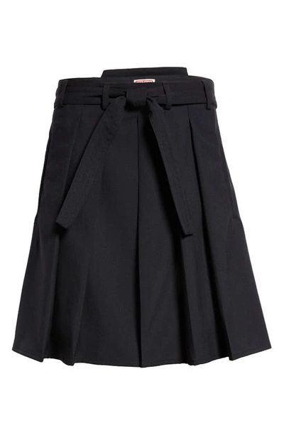 Kenzo Kendo Pleated Virgin Wool Shorts In 77- Midnight Blue ModeSens