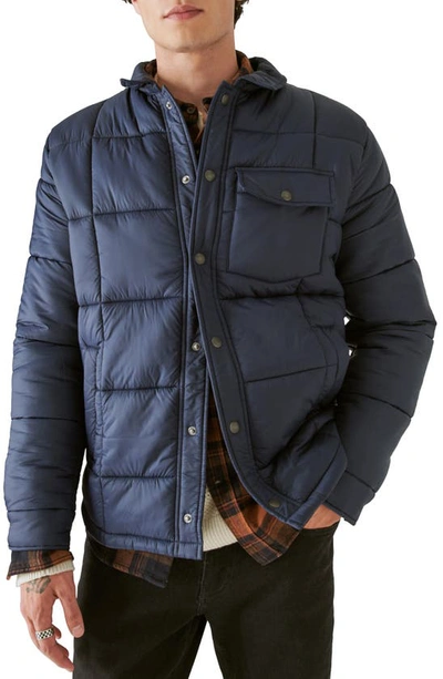 Lucky Brand Quilted Shirt Jacket In Blue
