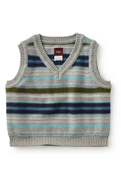 Tea Collection Babies' 'massimiliano' Stripe Sweater Vest In Medium Heather