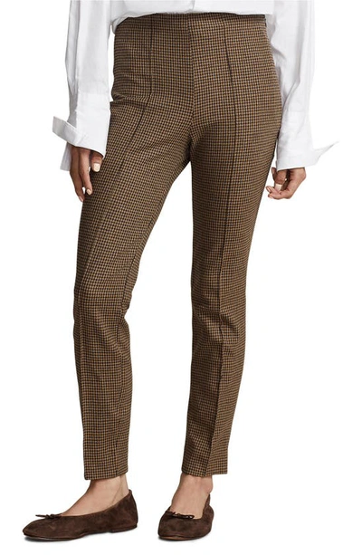 Ralph Lauren Houndstooth Check Pants In Brown/ Light Tan Houndstooth