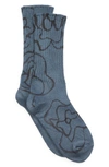 Collina Strada Print Organic Cotton Blend Crew Socks In Black Roses
