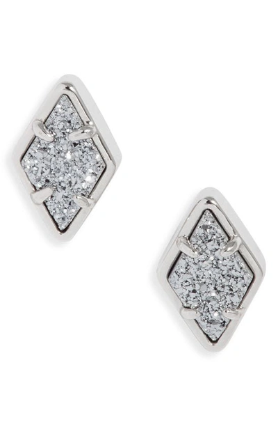 Kendra Scott Kinsley Stud Earrings In Silver Platinum Drusy
