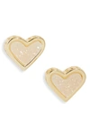 Kendra Scott Ari Heart Stud Earrings In Gold/iridescent