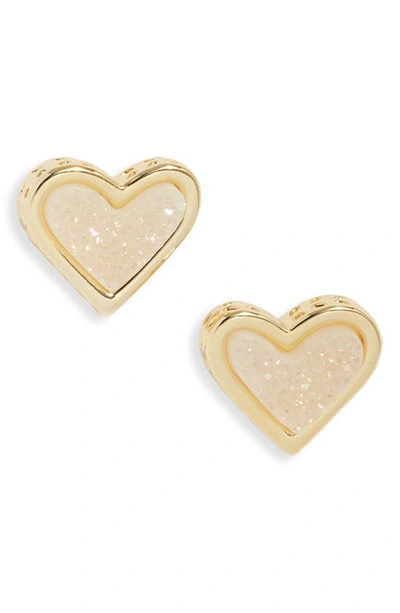 Kendra Scott Ari Heart Stud Earrings In Gold Iridescent Drusy