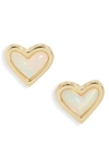 Kendra Scott Ari Heart Stud Earrings In Gold White Opalescent