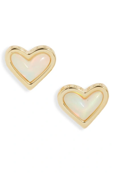 Kendra Scott Ari Heart Stud Earrings In Gold White Opalescent