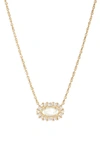 Kendra Scott Elisa Crystal Frame Mother-of-pearl Pendant Necklace In Gold Ivory