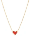 Kendra Scott Ari Heart Pendant Necklace In Gold/red
