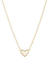 Kendra Scott Ari Heart Pendant Necklace In Gold/white