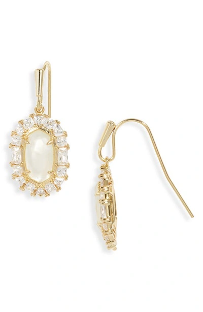 Kendra Scott Elisa Crystal Frame Mother-of-pearl Drop Earrings In Gold Ivory Mother Of Pearl