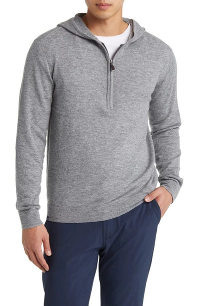 Johnnie-o Mitch Hooded Half Zip Wool & Cashmere Sweater In Seal