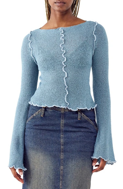 Bdg Urban Outfitters Sheer Boatneck Sweater In Blue