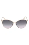 Tom Ford Penelope 59mm Gradient Round Sunglasses In Ivory/gray Gradient