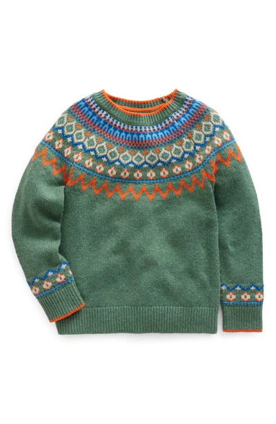Mini Boden Kids' Fair Isle Sweater Ivy Green Boys Boden In Monster Green Marl