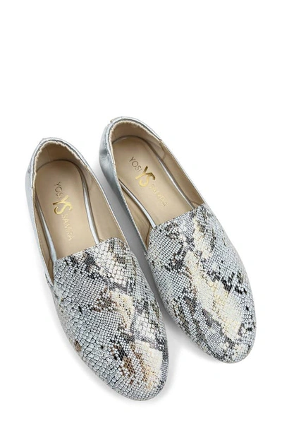 Yosi Samra Presley Snake Embossed Loafer In Grey