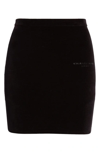 Alexander Wang Embossed Logo Chenille Miniskirt In Black