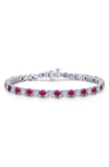 Lafonn Alternating Simulated Diamond Tennis Bracelet In Red/ Silver