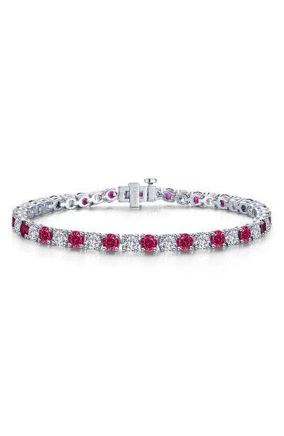 Lafonn Alternating Simulated Diamond Tennis Bracelet In Red/ Silver