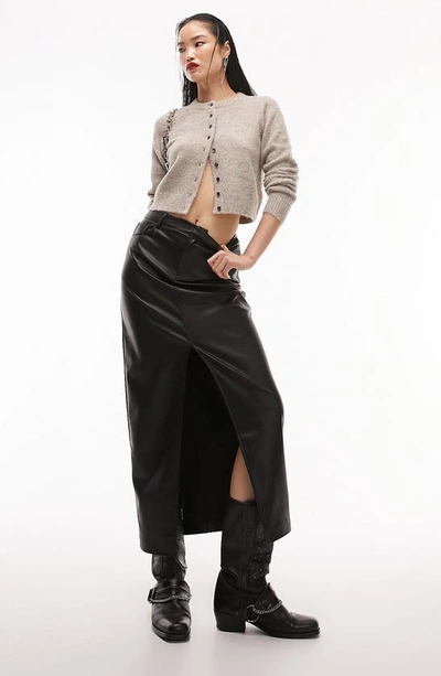 Topshop Faux Leather Maxi Skirt In Black