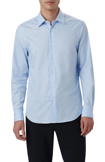 Bugatchi Julian Shaped Fit Print Button-up Shirt In Air-blue
