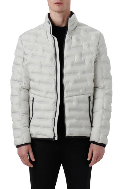 Bugatchi Quilted Bomber Jacket In Stone