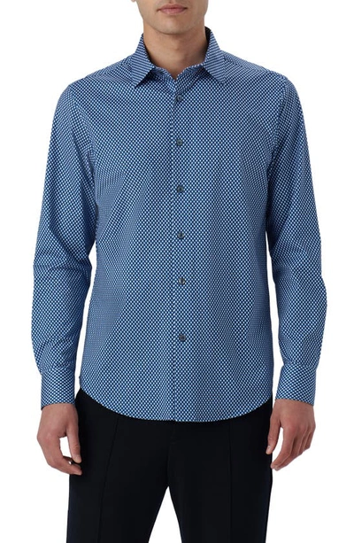 Bugatchi James Ooohcotton® Mosaic Print Button-up Shirt In Classic Blue