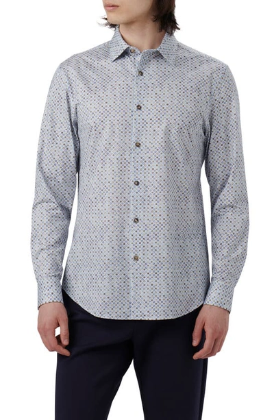 Bugatchi James Ooohcotton® Mosaic Print Button-up Shirt In Air Blue