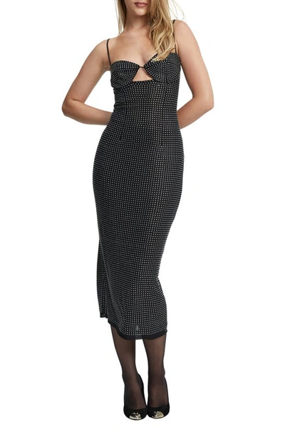 Bardot Aisha Rhinestone Embellished Cutout Midi Dress In Black