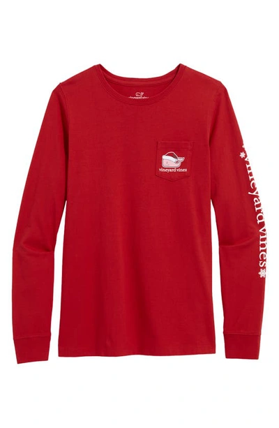Vineyard Vines Santa Whale Long Sleeve Cotton Graphic T-shirt In Red Velvet