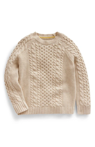 Mini Boden Kids' Heritage Cable Knit Crewneck Sweater In Vanilla Pod Neps