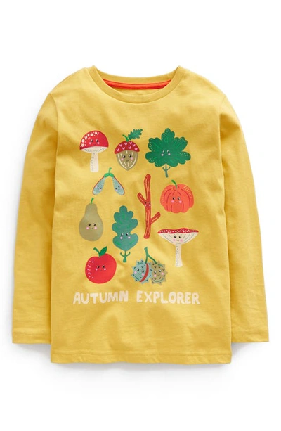Mini Boden Kids' Botanical Print Long Sleeve Graphic T-shirt In Oil Yellow Autumn Explorer