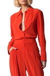 Equipment Leona Silk Button-up Shirt In Fiery Red