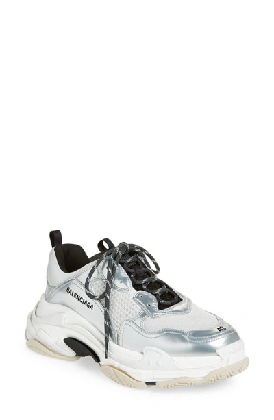 Balenciaga Triple S Sneaker In Black/ White/ Silver