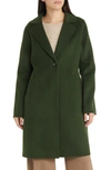 Michael Michael Kors Notched Collar Longline Wool Blend Coat In Jade