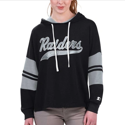 Starter Black Las Vegas Raiders Bump And Run Long Sleeve Hoodie T-shirt