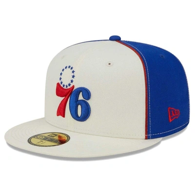 New Era Cream Philadelphia 76ers Piped Pop Panel 59fifty Fitted Hat