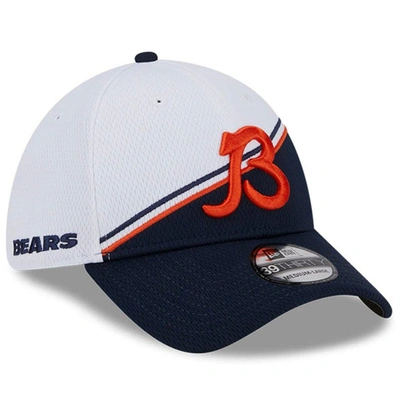 New Era Men's  White, Navy Chicago Bears 2023 Sideline 39thirty Flex Hat In White,navy